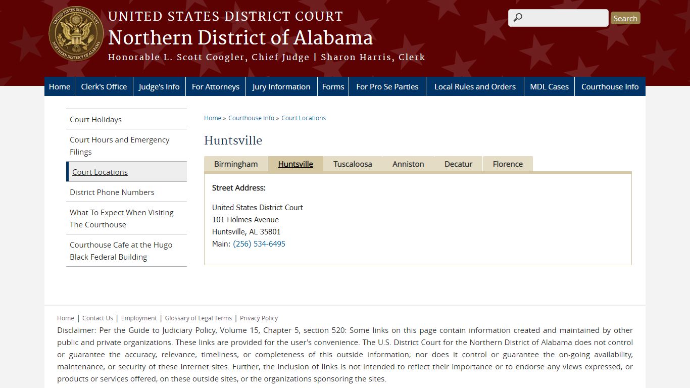 Huntsville | Northern District of Alabama | United States District Court